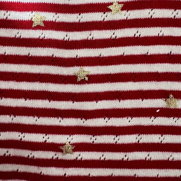Boden Top Girls 9-10Y Red White Stripe Gold Star Pointelle Ruffle Long Sleeve - Picture 6 of 7
